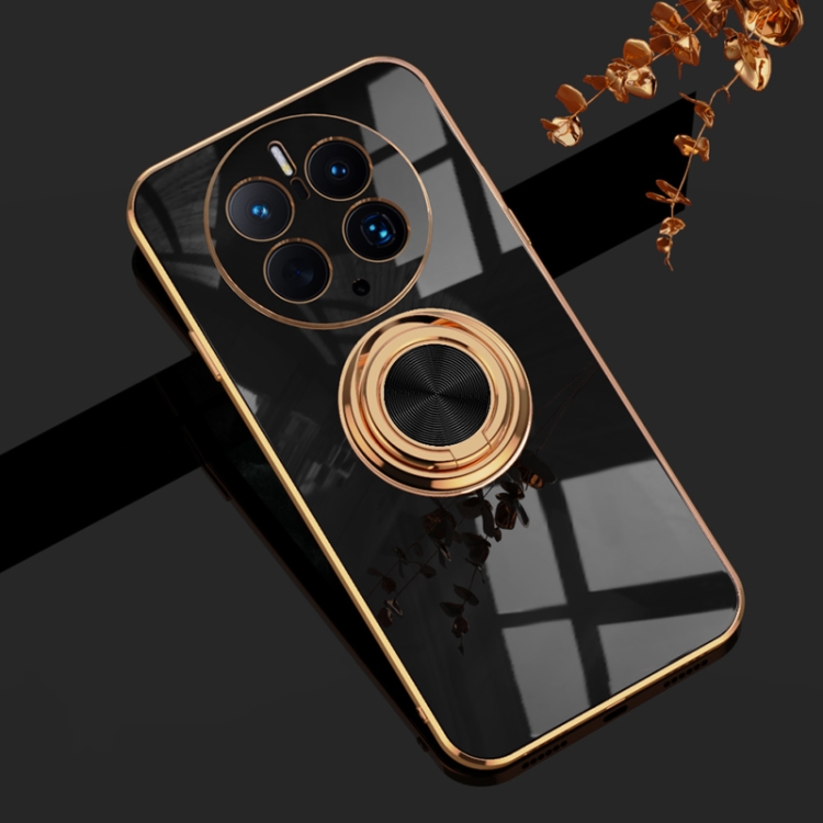 

For Huawei Mate 50 Pro 6D Electroplating Ring Phone Case(Black)