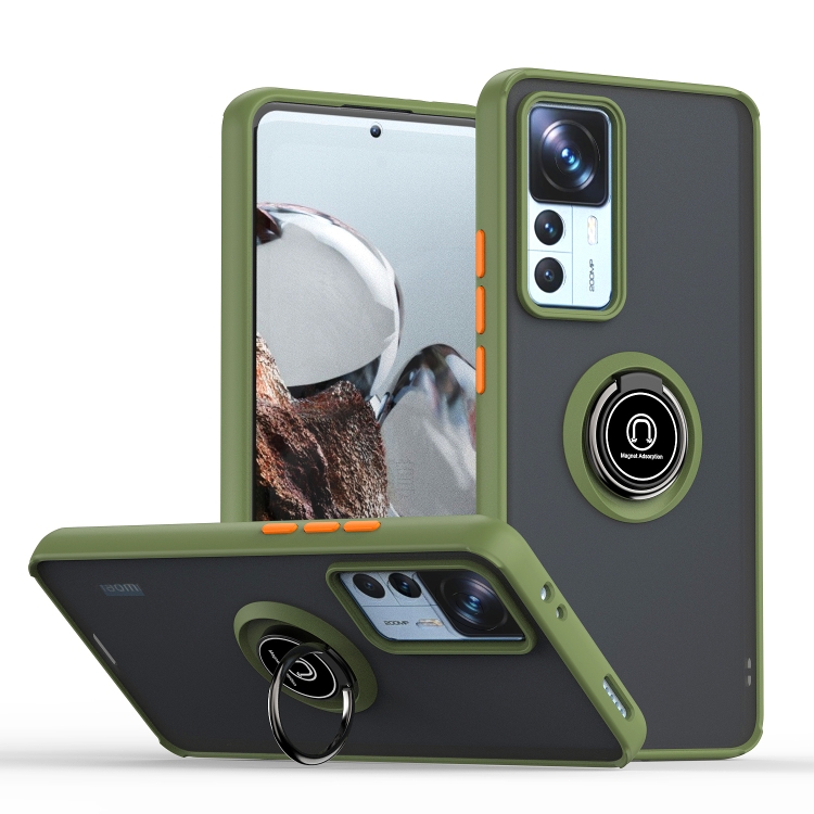 

For Xiaomi 12T/12T Pro/Redmi K50 Ultra Q Shadow 1 Series TPU + PC Phone Case with Ring Holder(Green)