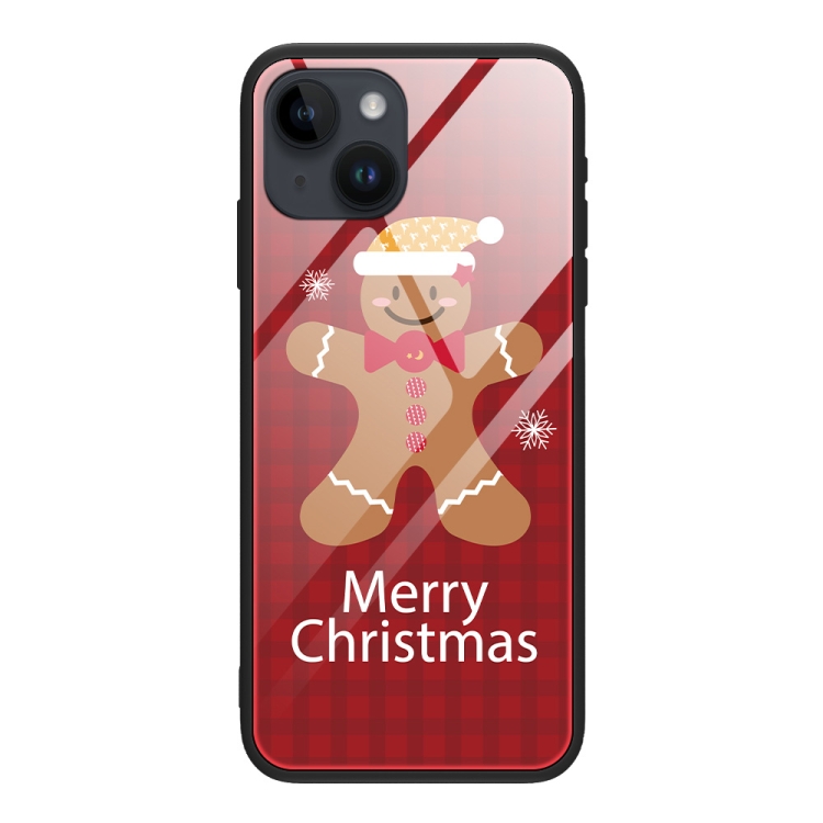 

For iPhone 14 Plus Christmas Glass Phone Case(Brown Toy Bear)