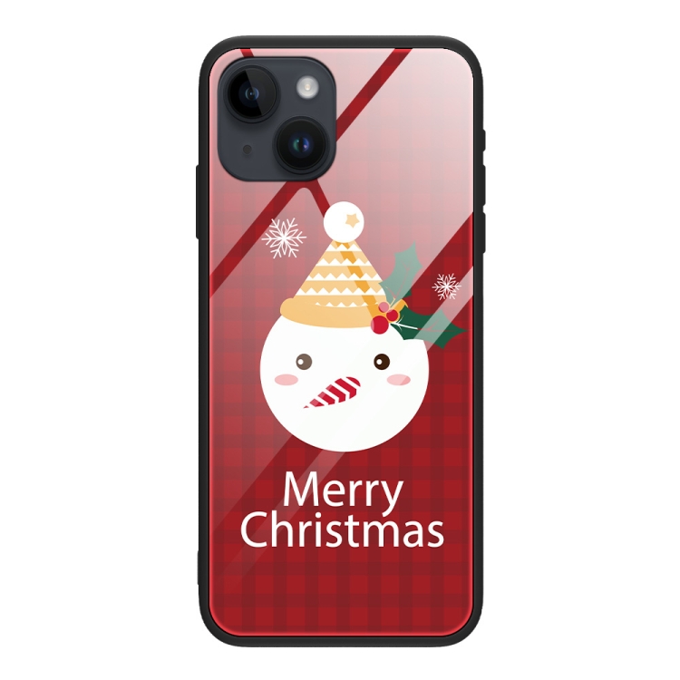 

For iPhone 13 Christmas Glass Phone Case(Snowman)