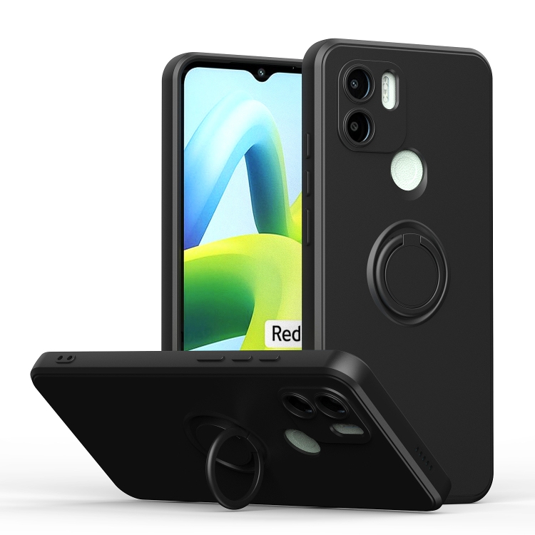 

For Xiaomi Redmi A1 Ring Kickstand TPU Silicone Phone Case(Black)