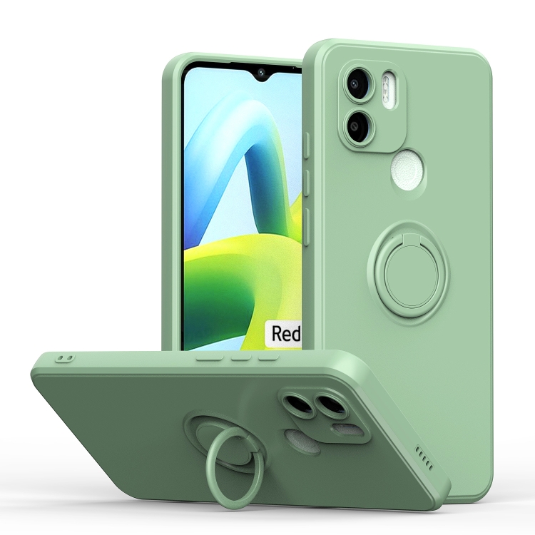 

For Xiaomi Redmi A1 Ring Kickstand TPU Silicone Phone Case(Mint Green)