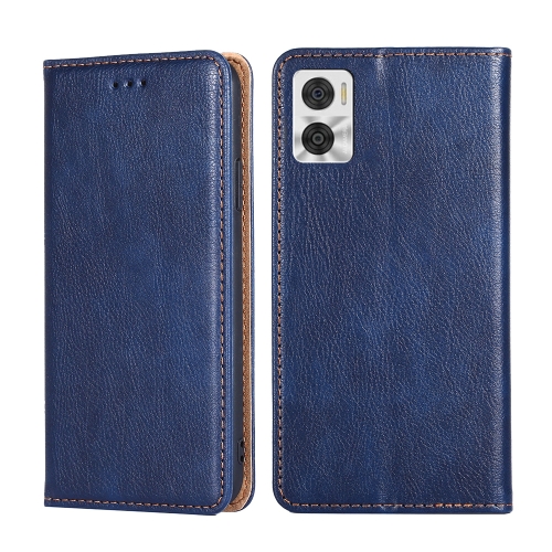 

For Motorola Moto E22/E22i Gloss Oil Solid Color Magnetic Leather Phone Case(Blue)