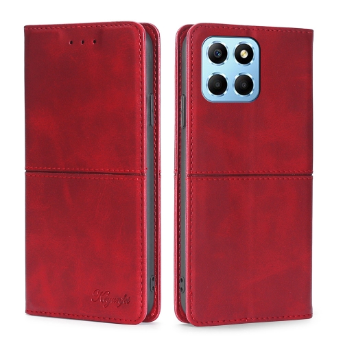 

For Honor X8 5G/X6 Cow Texture Magnetic Horizontal Flip Leather Phone Case(Red)