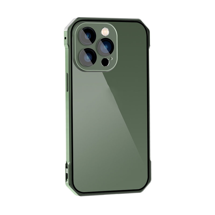 

For iPhone 13 Pro Max Lens Protector Adsorption Lock Phone Case(Green)