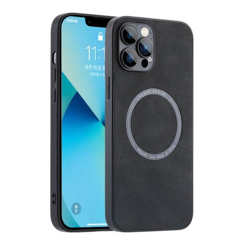 

For iPhone 14 Plus Magsafe Leather Texture Phone Case(Black)