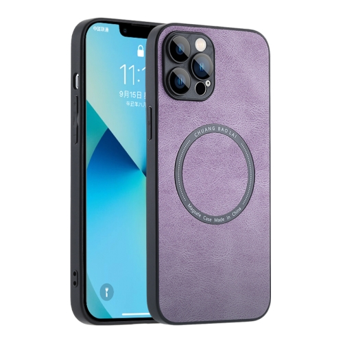 

For iPhone 12 Magsafe Leather Texture Phone Case(Purpel)