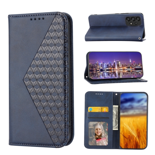 

For Xiaomi Redmi Note 10 Pro Cubic Grid Calf Texture Magnetic Closure Leather Phone Case(Blue)