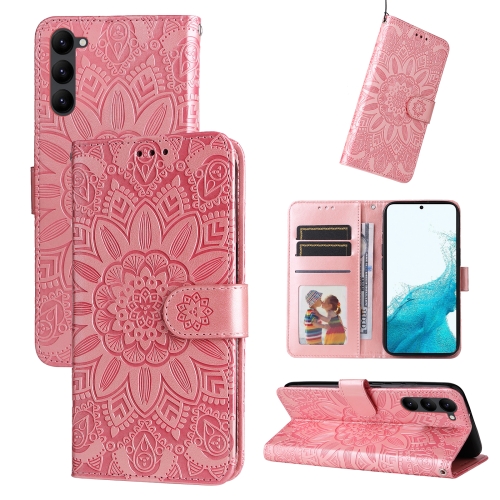 

For Samsung Galaxy S23 5G Embossed Sunflower Leather Phone Case(Pink)
