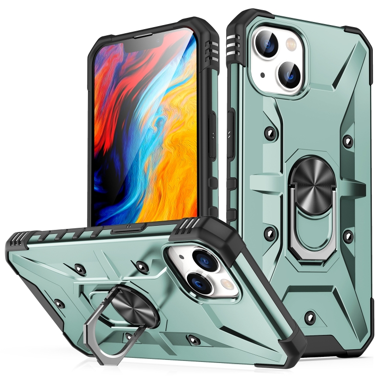 

For iPhone 13 Ring Holder Phone Case(Midnight Green)