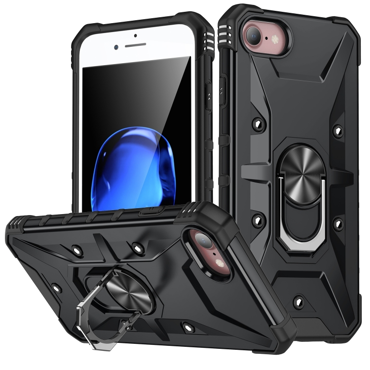 

For iPhone SE 2022 / SE 2020 / 7 / 8 Ring Holder Phone Case(Black)