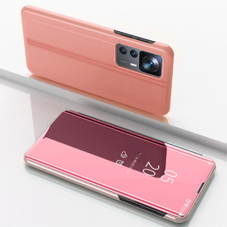 

For Xiaomi 12T / 12T Pro / Redmi K50 Ultra Plated Mirror Horizontal Flip Leather Phone Case with Holder(Rose Gold)
