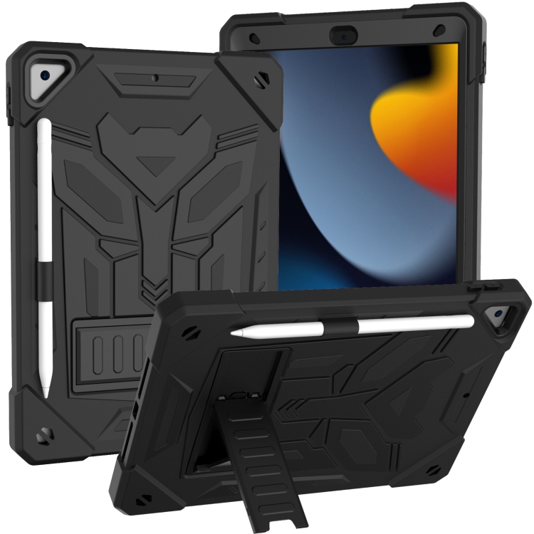 

For iPad 10.2 2019/2020/2021 Bumblebee Silicone+PC Shockproof Tablet Case with Holder(Black)