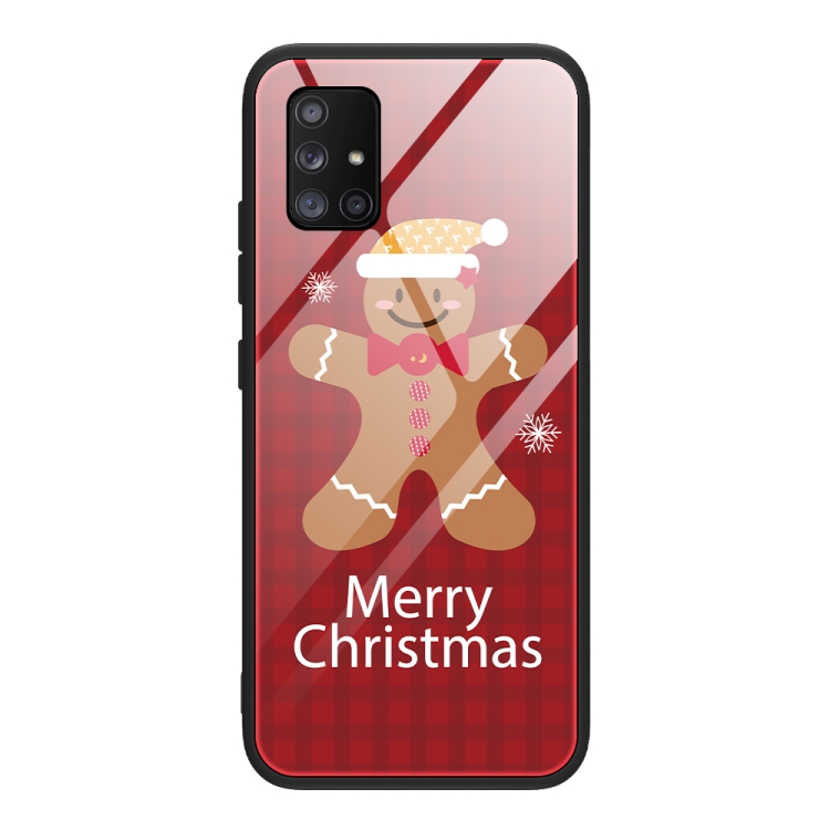 

For Samsung Galaxy A71 5G Christmas Glass Phone Case(Brown Toy Bear)