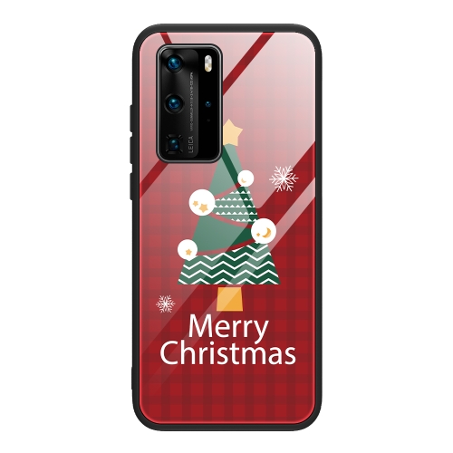 

For Huawei P40 Christmas Glass Phone Case(Christmas Trees)