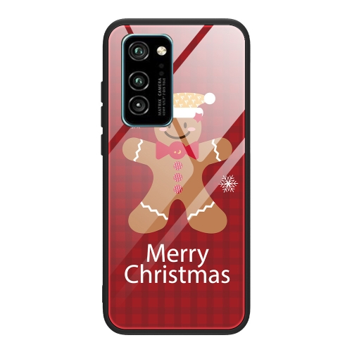 

For Honor V30 Pro Christmas Glass Phone Case(Brown Toy Bear)