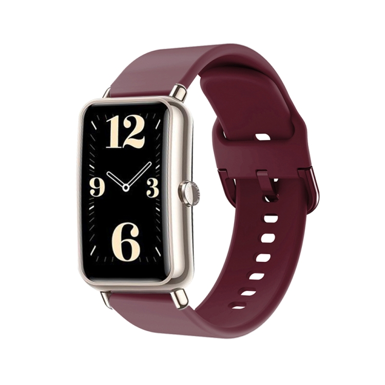 

For Huawei Fit Mini Color Buckle Silicone Watch Band(Wine Red)