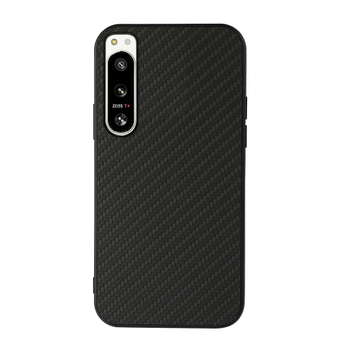 

For Sony Xperia 5 IV Accurate Hole Carbon Fiber Texture PU Phone Case(Black)