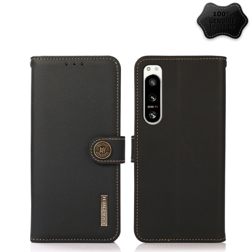 

For Sony Xperia 5 IV KHAZNEH Custer Genuine Leather RFID Phone Case(Black)