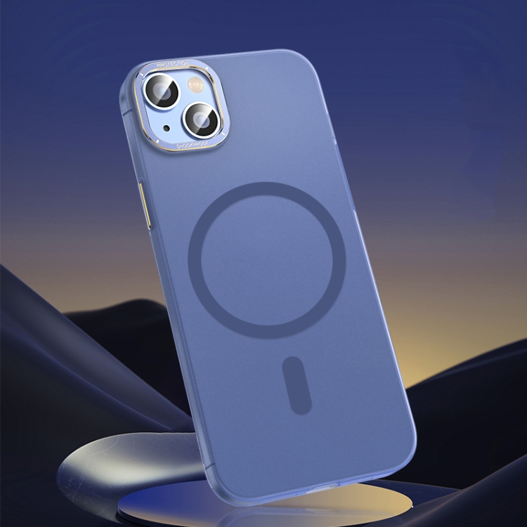 

For iPhone 14 Plus Magsafe Magnetic Crystal Frosted Series Phone Case(Translucent Blue)