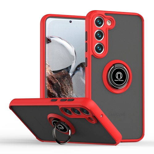 

For Samsung Galaxy S23+ 5G Q Shadow I Ring Kickstand PC and TPU Hybrid Phone Case(Red)