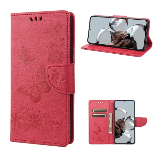 

For Xiaomi 12T / 12T Pro / Redmi K50 Ultra Butterfly Embossed Horizontal Flip Leather Phone Case(Red)