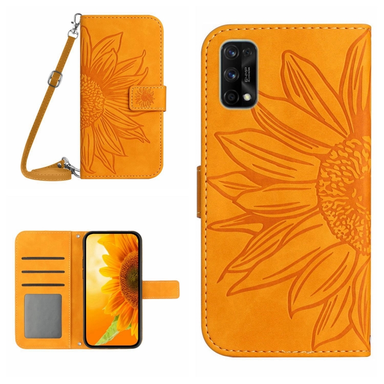 

For Realme 7 Pro Skin Feel Sun Flower Pattern Flip Leather Phone Case with Lanyard(Yellow)