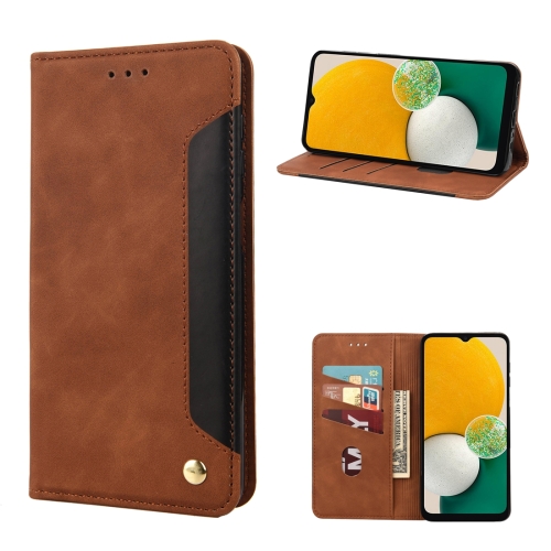 

For Samsung Galaxy A14 5G Skin Feel Splicing Leather Phone Case(Brown)