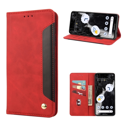 

For Google Pixel 7 5G Skin Feel Splicing Leather Phone Case(Red)