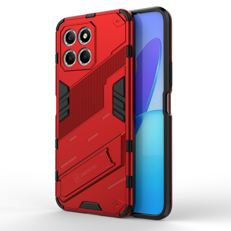 

For Honor X8 5G Punk Armor PC + TPU Phone Case with Holder(Red)