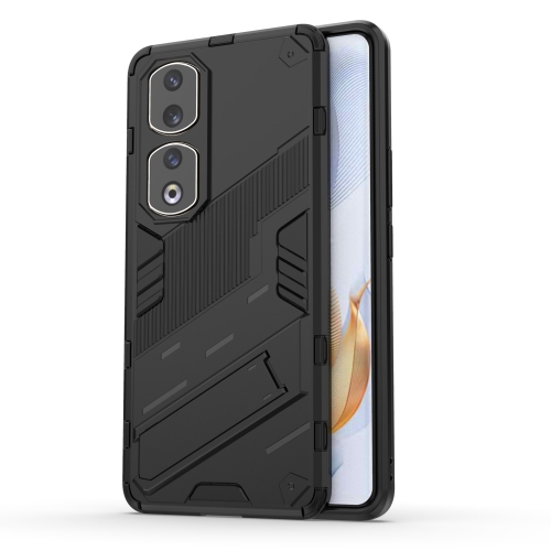 

For Honor 90 Pro Punk Armor PC + TPU Phone Case with Holder(Black)