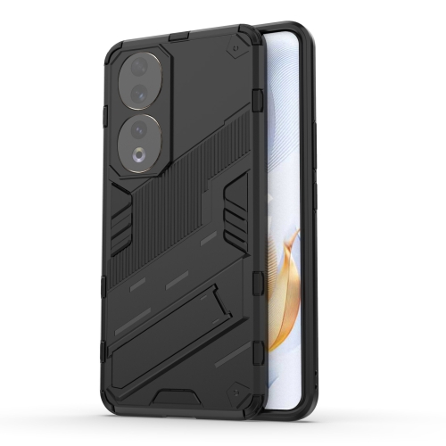 

For Honor 90 Punk Armor PC + TPU Phone Case with Holder(Black)