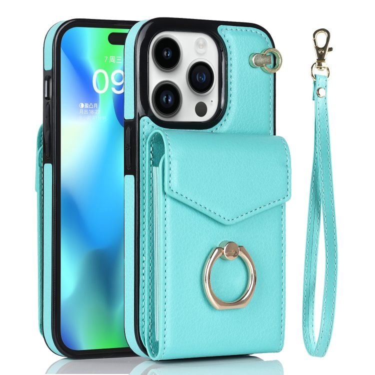 

For iPhone 13 Pro Anti-theft RFID Card Slot Phone Case(Mint Green)