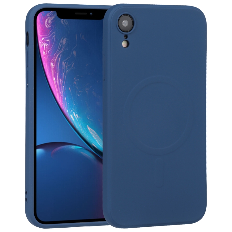 

For iPhone XR Liquid Silicone Full Coverage Shockproof Magsafe Phone Case(Dark Blue)