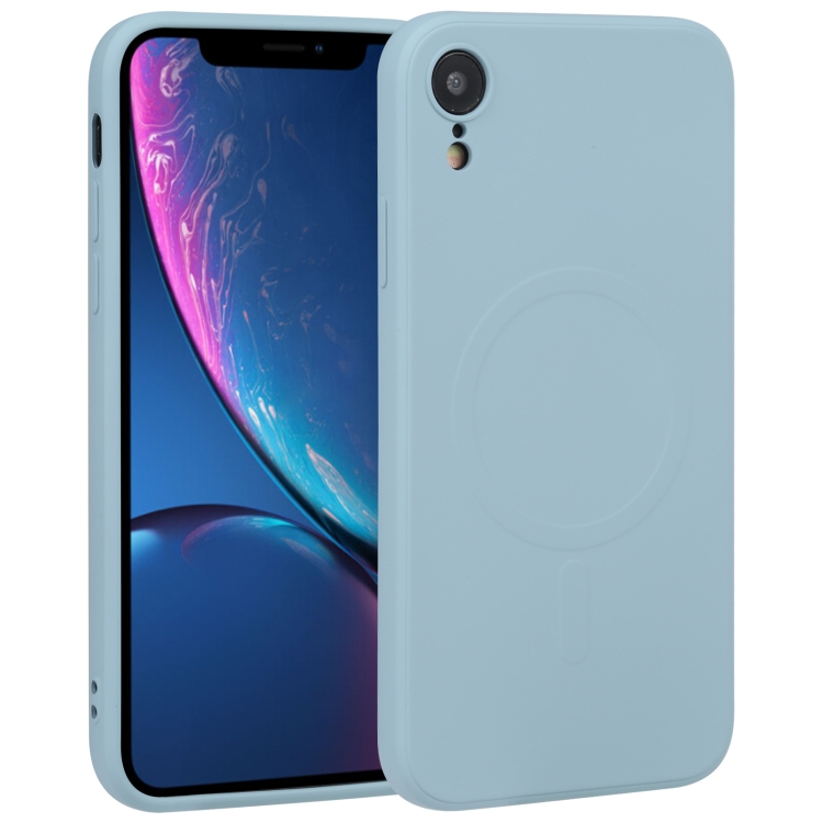 

For iPhone XR Liquid Silicone Full Coverage Shockproof Magsafe Phone Case(Light Blue)