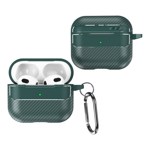 

For AirPods 3 Carbon Fiber Texture Anti-fall Earphone Protective Case(Green)