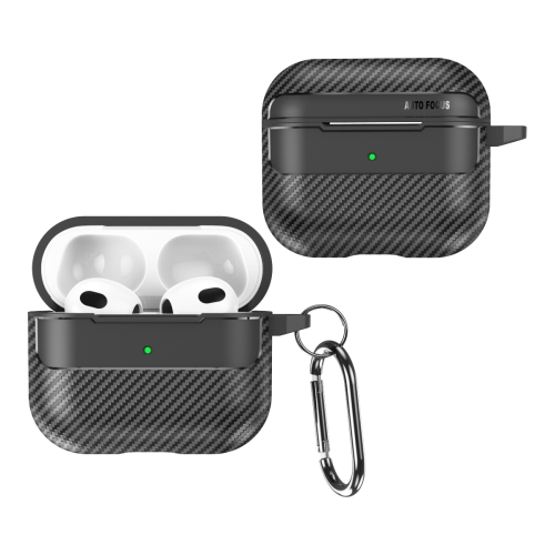 

For AirPods 3 Carbon Fiber Texture Anti-fall Earphone Protective Case(Black)