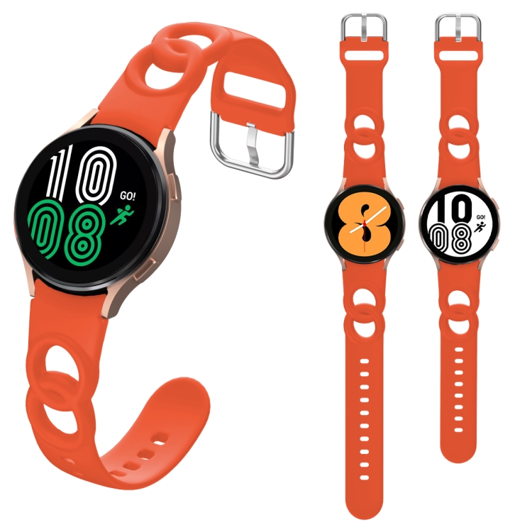

For Samsung Galaxy Watch 5 Pro 45mm Hollowed Double Loop Silicone Watch Band(Orange)