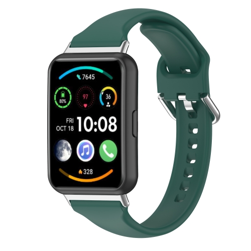 Para Huawei Watch Fit 2 correa de reloj de silicona de cintura pequeña,  tamaño: L (verde)