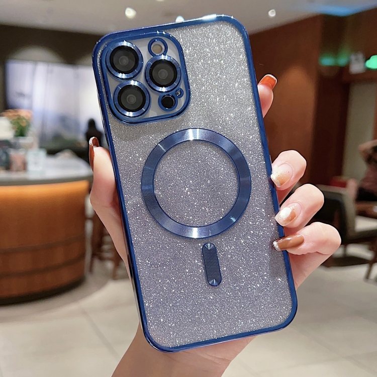 

For iPhone 11 Electroplating Magsafe Gradient Glitter Powder Phone Case(Blue)