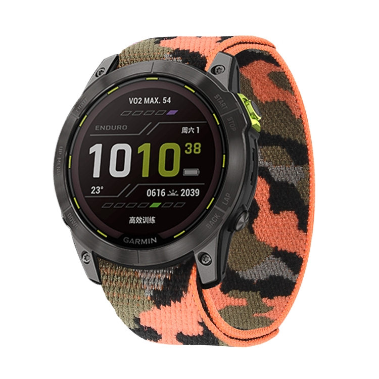 

For Garmin Fenix 7X Hook And Loop Fastener Nylon Watch Band(Orange Camouflage)