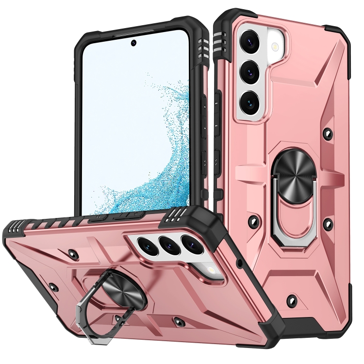 

For Samsung Galaxy S22+ 5G Ring Holder Phone Case(Rose Gold)