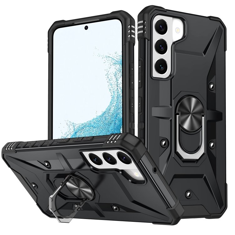 

For Samsung Galaxy S22+ 5G Ring Holder Phone Case(Black)