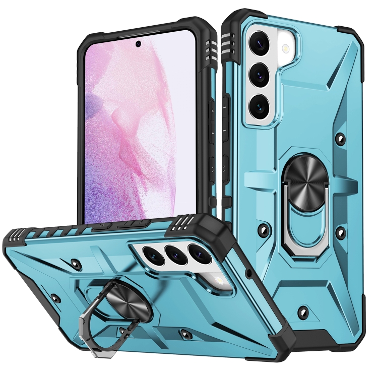 

For Samsung Galaxy S21+ 5G Ring Holder Phone Case(Light Blue)