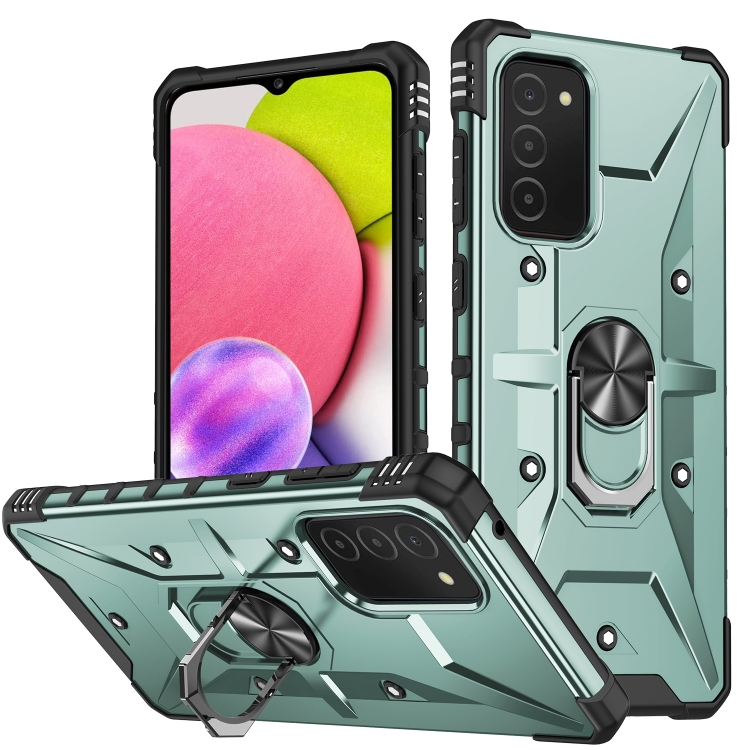 

For Samsung Galaxy A03s 165.8mm US Ring Holder Phone Case(Midnight Green)