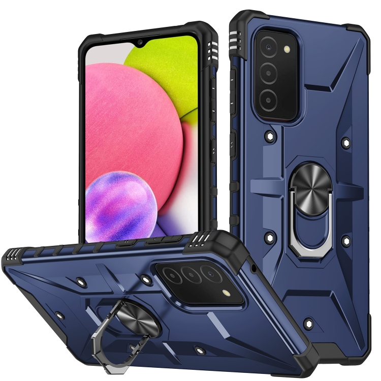 

For Samsung Galaxy A02s / A3s US Ring Holder Phone Case(Blue)