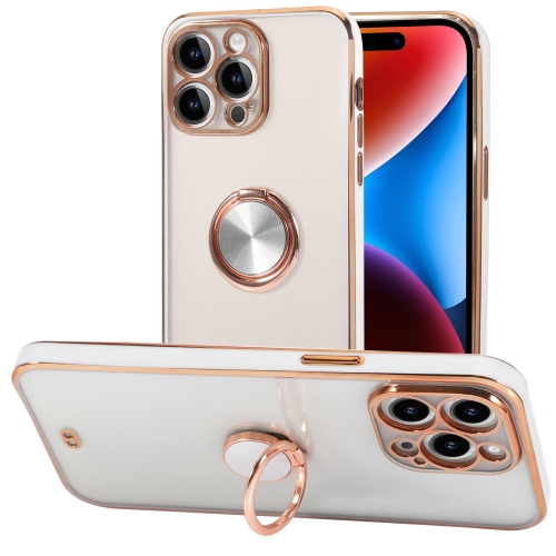 

For iPhone 11 Two Color Electroplating Ring Holder Phone Case(White)