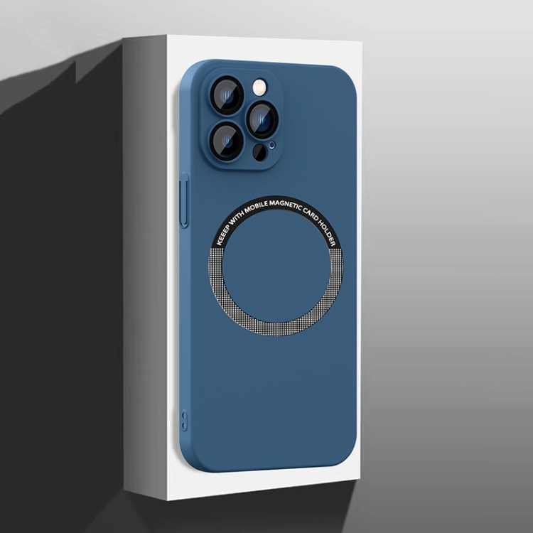 

For iPhone 14 All-Inclusive Frosted Magsafe PC Phone Case with Lens Film(Blue)