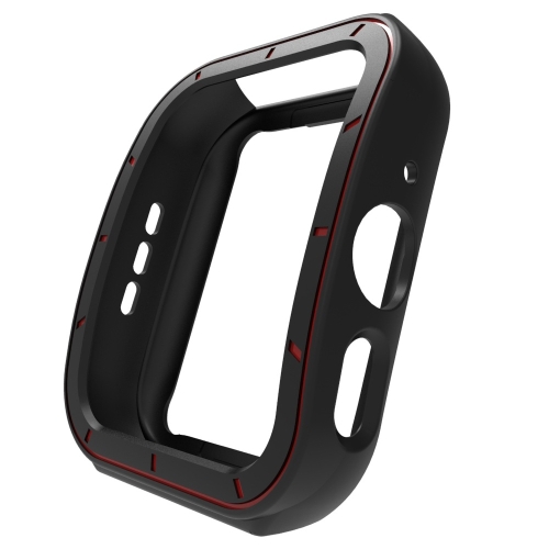 

For OPPO Watch 3 Pro TPU Half-cover Hollowed Watch Case with scale(Black Red)