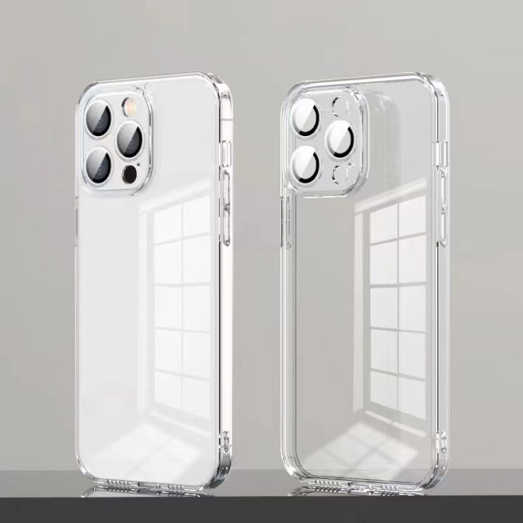 

For iPhone 14 TPU + PC High Transparent Phone Case with Lens Film(White)